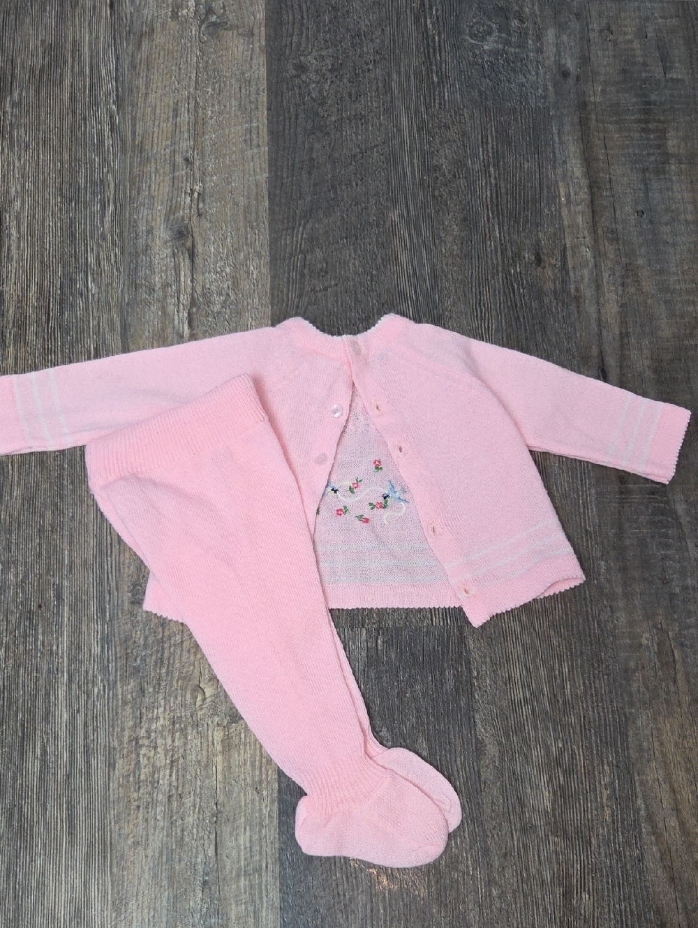 Pink Baby Knit Cardigan and Tights Set